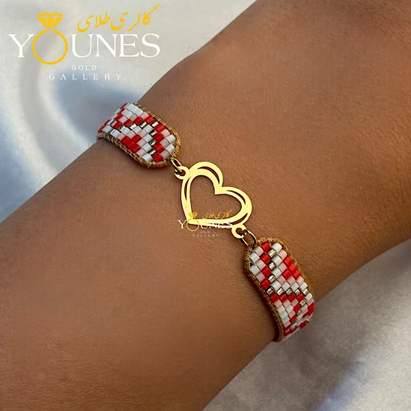 دستبند بند میوکی قلب دو لاین طلا